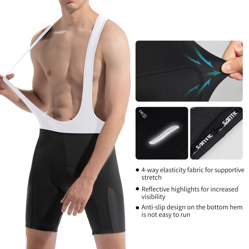 Santic Men's Cycling Bib Shorts 4D Padded Breathable Road Bike Cycling Bibs Biking Bicycle Gel Long Travel White - Image 4